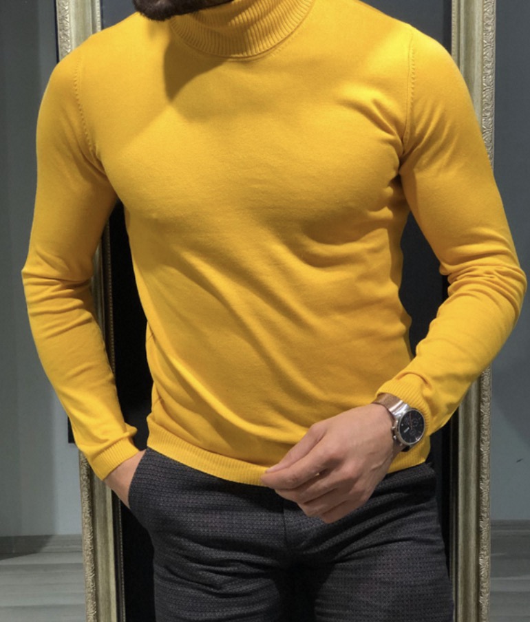 yellow turtleneck sweater mens