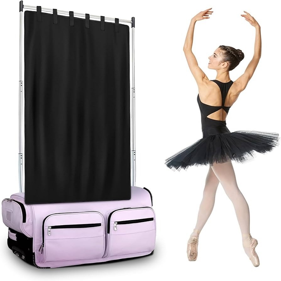 dance bag with privacy curtain